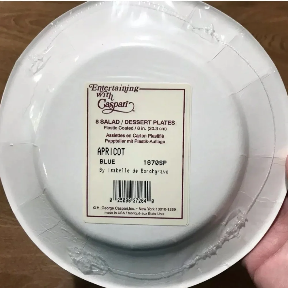 Isabelle De Borchgrave Caspari Salad Dessert Paper Plates Blue White Apricot Lot
